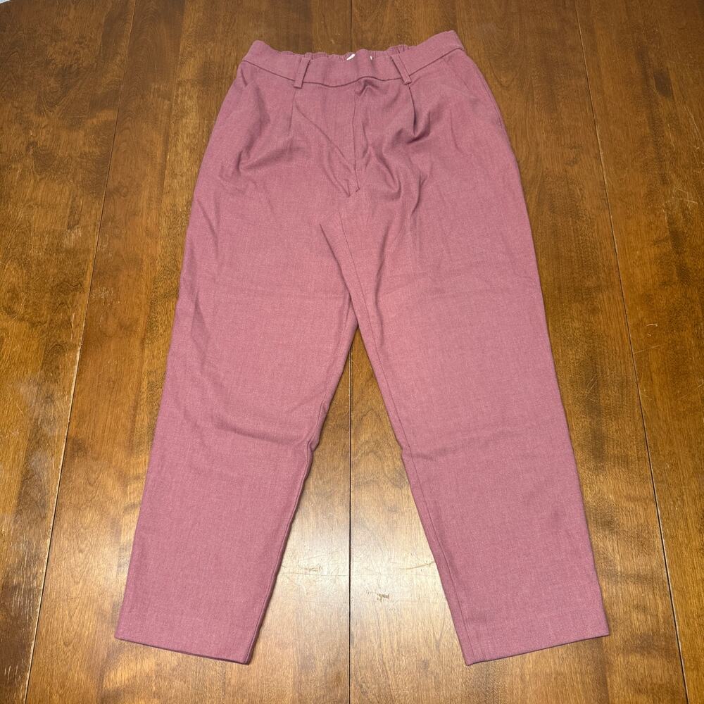 LOFT Women's M Mauve Pink Pull On Straight Ankle Dress Pants Stretch Waist
